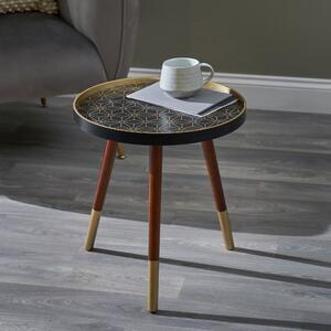 Peretti Floral Design Side Table Black and Gold