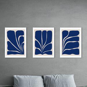 East End Prints Navy Plant Triptych Set of 3 Prints by Alisa Galitsyna Navy Blue/White