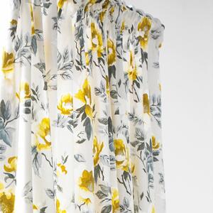 Peony Country Floral Pencil Pleat Curtains Ochre