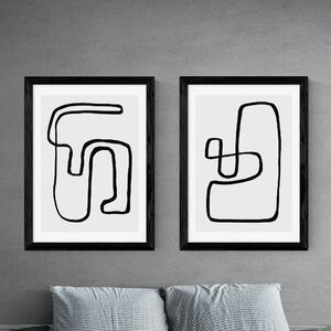 East End Prints Abstract Monochrome Set of 2 Prints by Rafael Farias Black and White