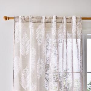 Catherine Lansfield Palm Leaf Natural Slot Top Voile Panel Beige