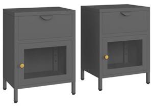 Nightstands 2 pcs Anthracite 40x30x54.5 cm Steel and Glass