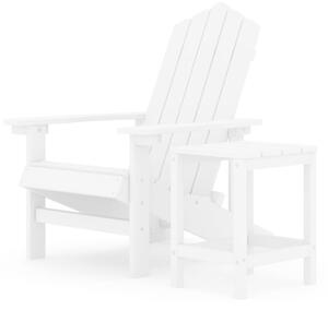 Garden Adirondack Chair with Table HDPE White