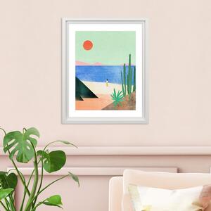 The Art Group Beach Girl Framed Print White/Green