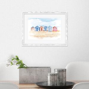 Beach Huts Framed Print MultiColoured