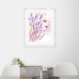 The Art Group Bees & Lavander Framed Print Purple