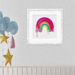 Watercolour Rainbow Framed Print White/Pink