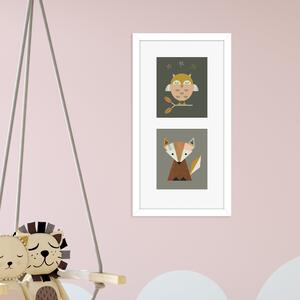 The Art Group Owl & Fox Framed Print MultiColoured