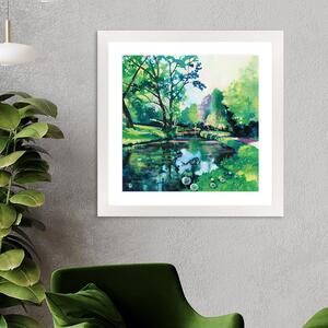 Riverbank Reflections Framed Print MultiColoured