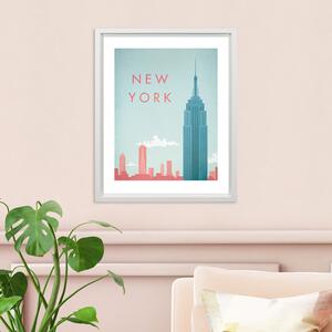 New York Framed Print Blue