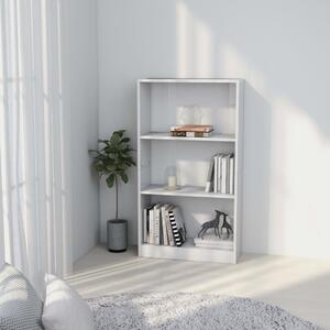 3-Tier Book Cabinet High Gloss White 60x24x109 cm Engineered Wood