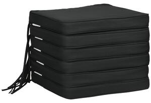 Outsunny Garden Chair Cushions, Set of 6, Dining Seat Pads with Straps, Removable for Indoor/Outdoor Use, Black