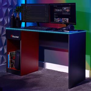 X Rocker Black Carbon Tek Gaming Desk with Wireless Charging and Neo Fibre LED Black