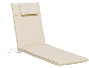 Outsunny Garden Sun Lounger Cushion Replacement Thick Sunbed Reclining Chair Relaxer Pad with Pillow - Cream White