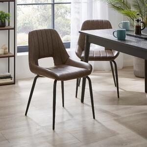 Arden Set of 2 Dining Chairs, Faux Leather Brown