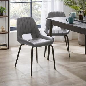 Arden Set of 2 Dining Chairs, Faux Leather Grey