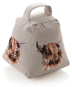 Meg Hawkins Printed Highland Cow Doorstop Grey