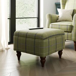 Oswald Check Footstool, Green Olive