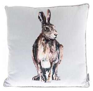 Meg Hawkins Hare Cushion White