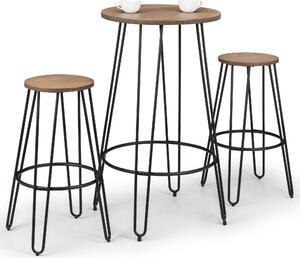 Dalston Round Bar Table with 2 Stools, Black Black