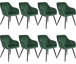 Tectake 404029 8 marilyn velvet-look chairs - dark green / black