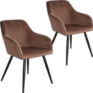 Tectake 404042 2 marilyn velvet-look chairs - brown/black