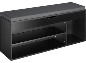 Tectake 403624 shoe cabinet natalya with 4 storage spaces and seat - black