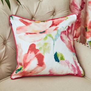 Watercolour Floral Cushion Pink/Green/White