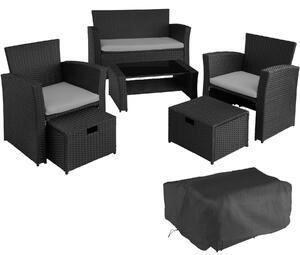 404299 rattan garden furniture set modena - black/grey