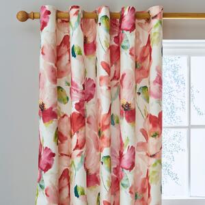 Watercolour Floral Eyelet Curtains Pink/Green/White