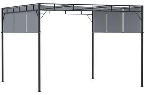 Outsunny 3 x 3(m) Steel Pergola Gazebo Garden Shelter with Retractable Roof Canopy for Outdoor, Patio, Dark Grey