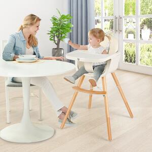 Costway 3 in 1 Baby High Chair with Adjustable Legs and Tray for Dining-White