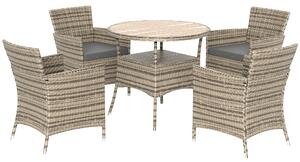 Outsunny Five-Piece Rattan Garden Set, with Two-Tier Table - Grey