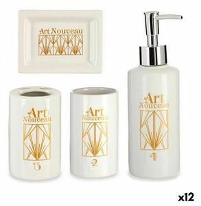 Bath Set Berilo DW20800-D White Golden Ceramic (12 Units)