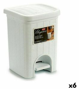 Pedal bin Stefanplast Elegance White Black Plastic 6 L (6 Units)
