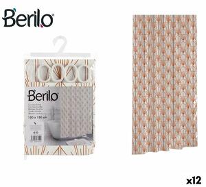 Shower Curtain Berilo Art Nouveau White Bronze Plastic 180 x 180 x 0,008 cm (12 Units)