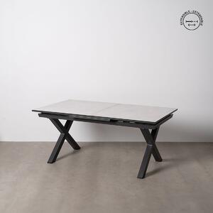 Dining Table White Black Ceramic Aluminium Crystal 180 x 100 x 77 cm