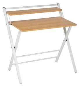 Desk White Natural Iron MDF Wood 87 x 56 x 87 cm