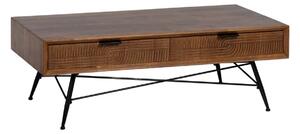 Centre Table LAGOM Black Natural Iron Rubber wood 120 x 60 x 40 cm