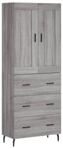 Highboard Grey Sonoma 69.5x34x180 cm Engineered Wood