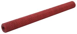 Chicken Wire Fence Steel with PVC Coating 25x1.5 m Red