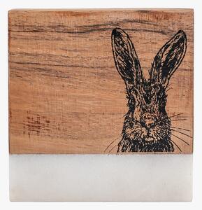 Wildwood Hare Marble Coaster in White, Set of 4