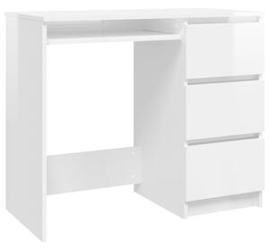 Desk High Gloss White 90x45x76 cm Engineered Wood
