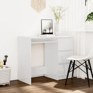 Desk High Gloss White 90x45x76 cm Engineered Wood