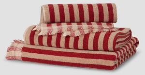 Sandstone Red Pembroke Stripe Towel Bundle | Facecloth x Bath Towel x Facecloth | Piglet in Bed