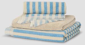 Coastal Blue Stripe & Birch Cotton Towel Bundle | Bath Towel x Hand Towel x Hand Towel | Piglet in Bed