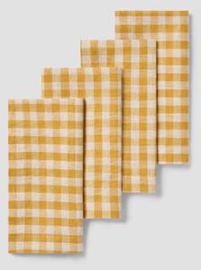 Honey Gingham Linen Blend Napkins Set of 4 | 45 x 45cm | Piglet in Bed