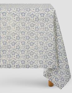 Dusk Blue Folk Floral Linen Blend Tablecloth | Medium | Piglet in Bed
