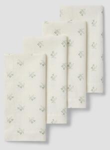 Mellow Green Martha Floral Linen Blend Napkins Set of 4 | 45 x 45cm | Piglet in Bed