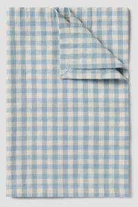 Warm Blue Gingham Linen Blend Runner | 45 x 200cm | Piglet in Bed